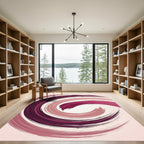 Modern Deep Burgundy Spiral Abstract Swirl Rug