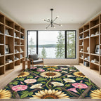 Sunflower and Morning Glory Trellis Rug