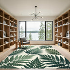 Lush Green Tropical Fern Botanical Rug