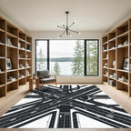 Modern Monochrome Highway Intersection Abstract Rug