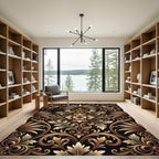 Ornate Gold Acanthus Leaf Scrollwork Rug
