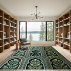 Green Blue Archway Foliage Relief Rug