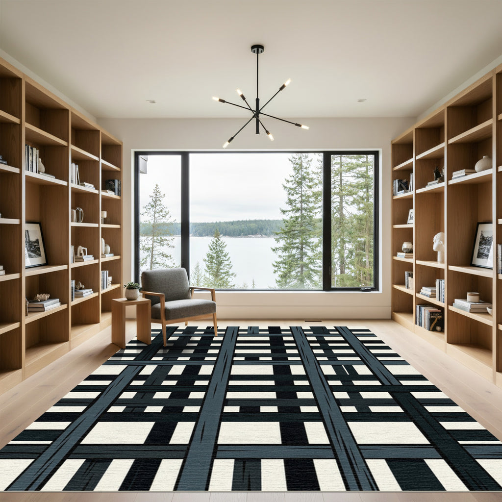 Graphite Gray Woven Lattice Rug