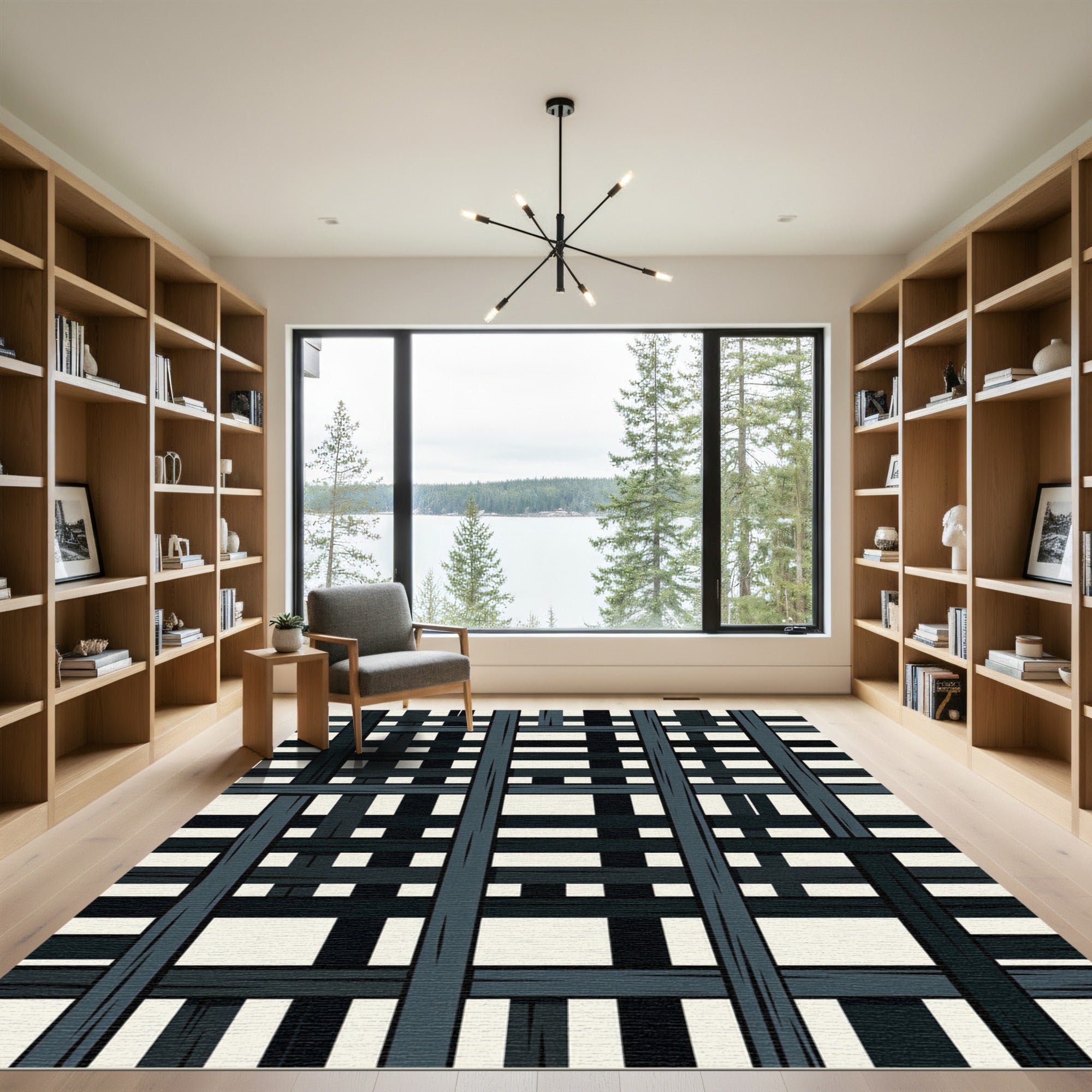 Graphite Gray Woven Lattice Rug