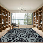 Monochromatic Feline Roundel Mandala Rug