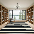 Minimalist Monochrome Geometric Linear Abstract Rug