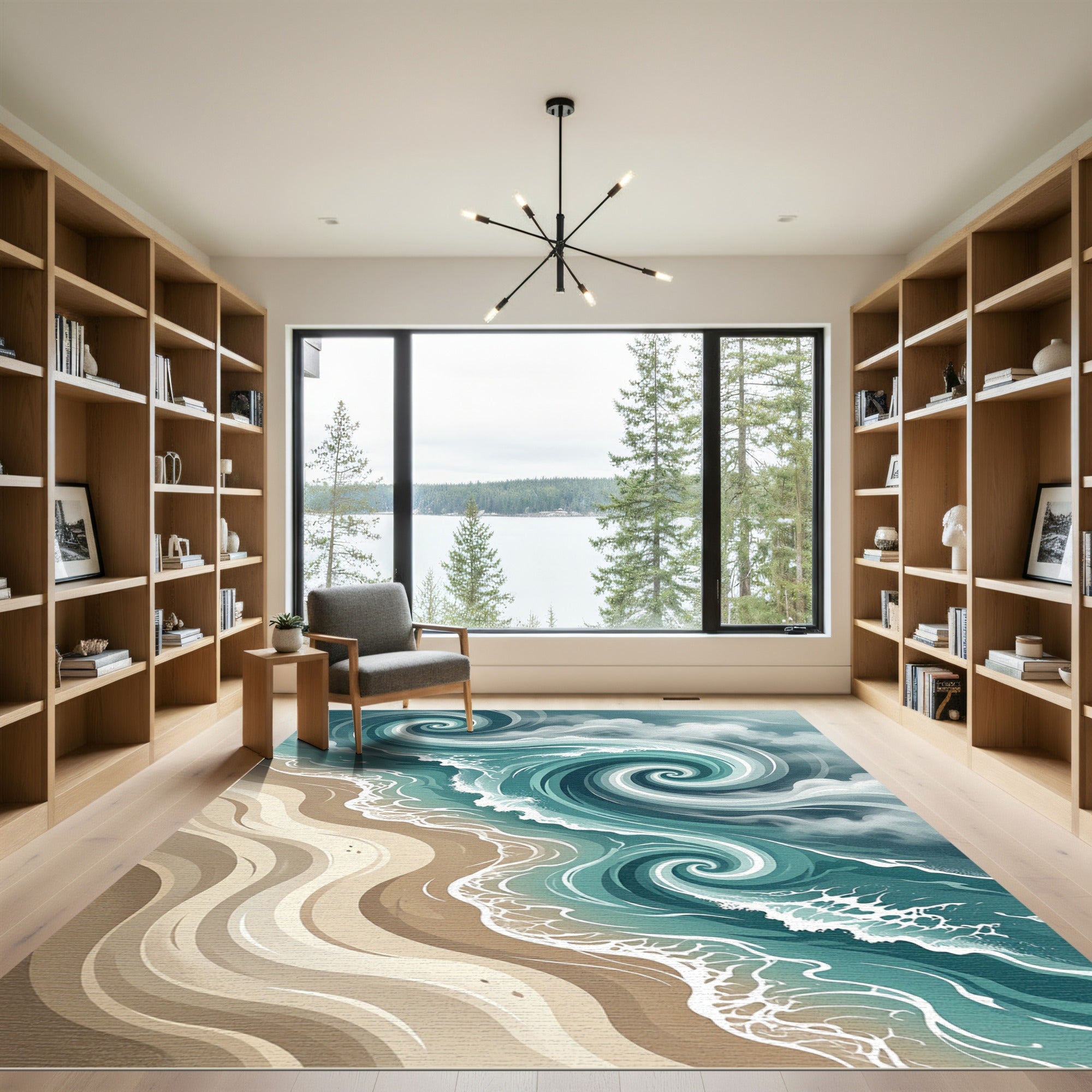 Ocean Swirl Turquoise Sand Rug