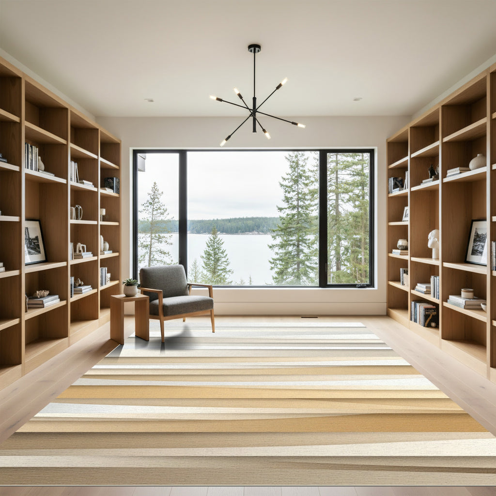 Soft Beige Layered Horizon Rug