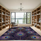 Opulent Peacock Feather Fan Statement Rug