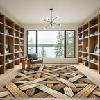 Beige Woven Lattice Basket Weave Rug