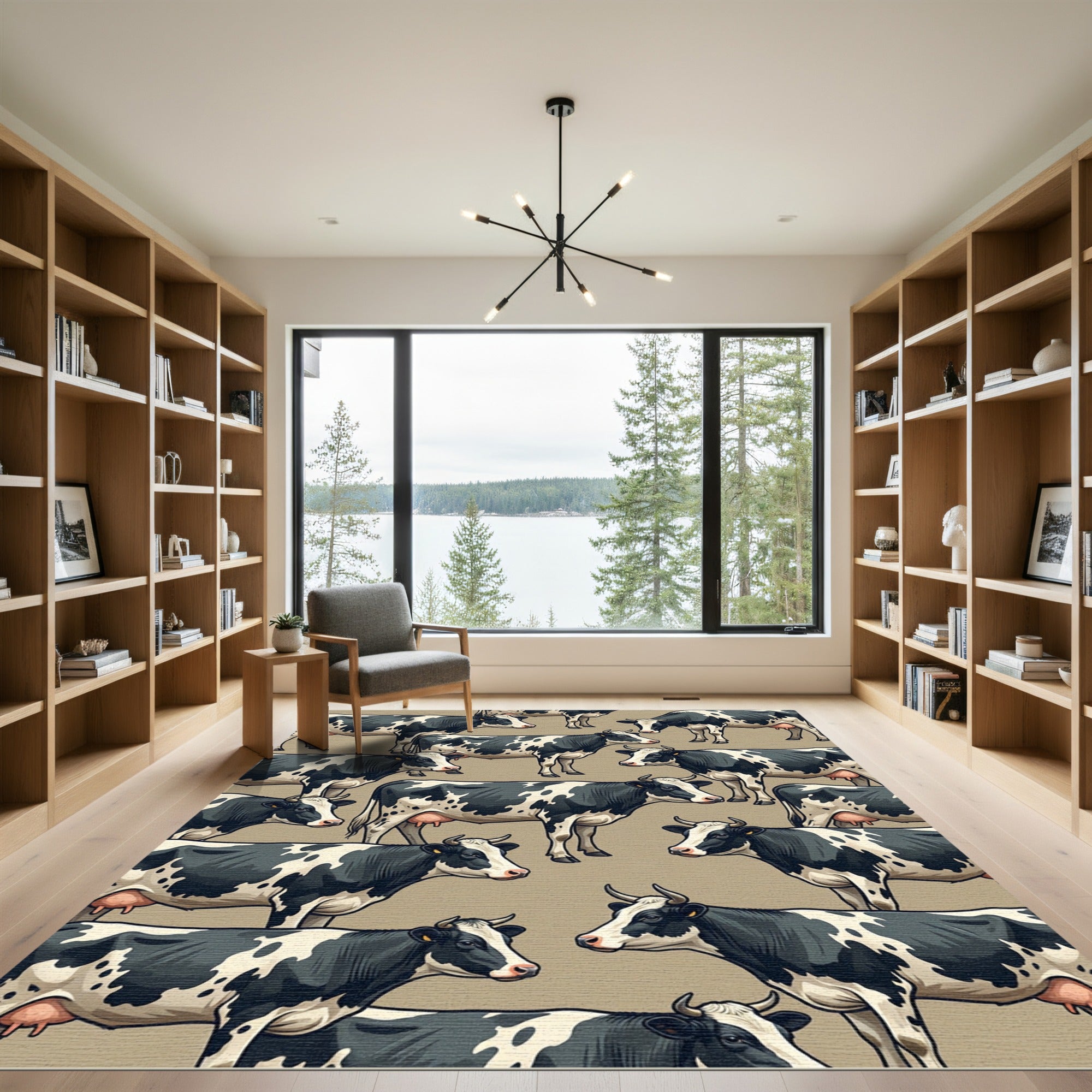 Whimsical Black and White Dairy Cow Rug