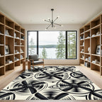 Monochrome Rotating Propeller Vortex Graphic Rug