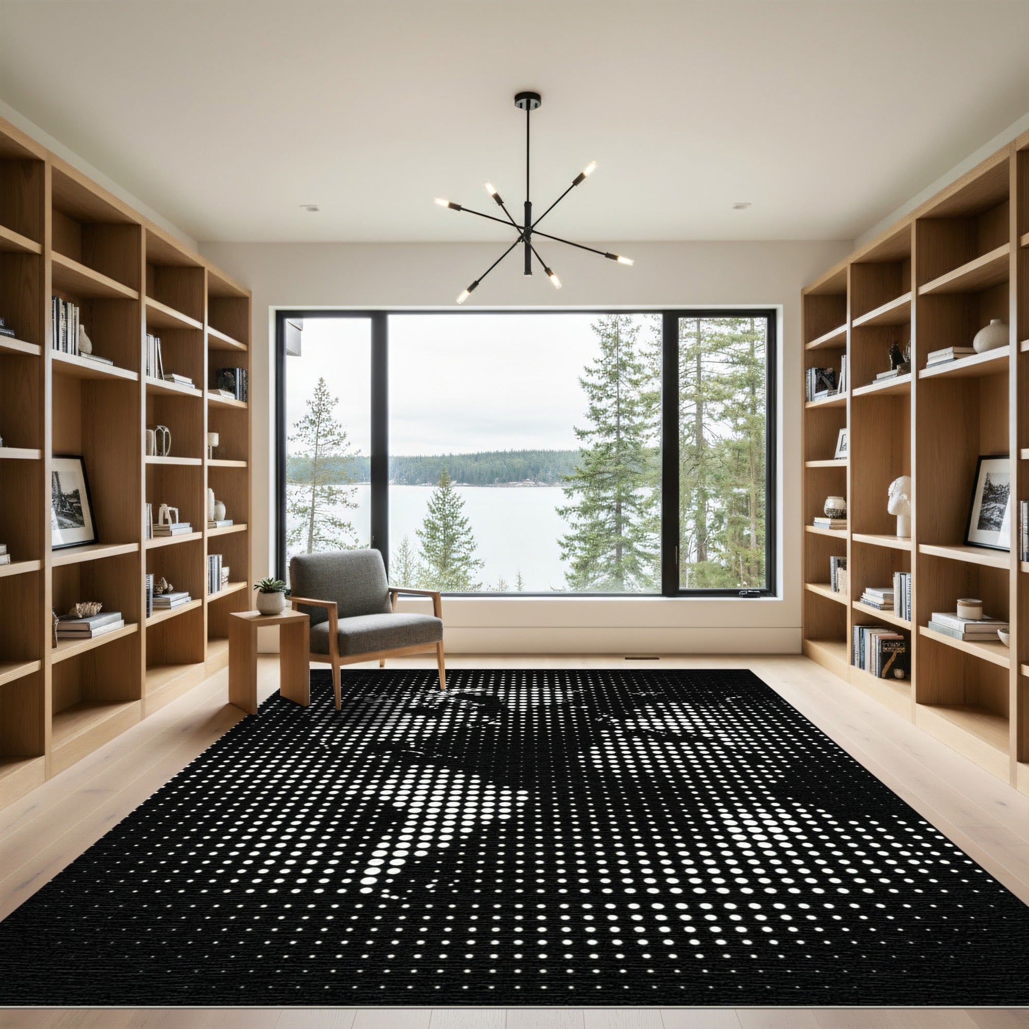 Monochrome Halftone Portrait Rug