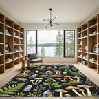 Earthy Forest Mushroom Crystal Fern Botanical Rug