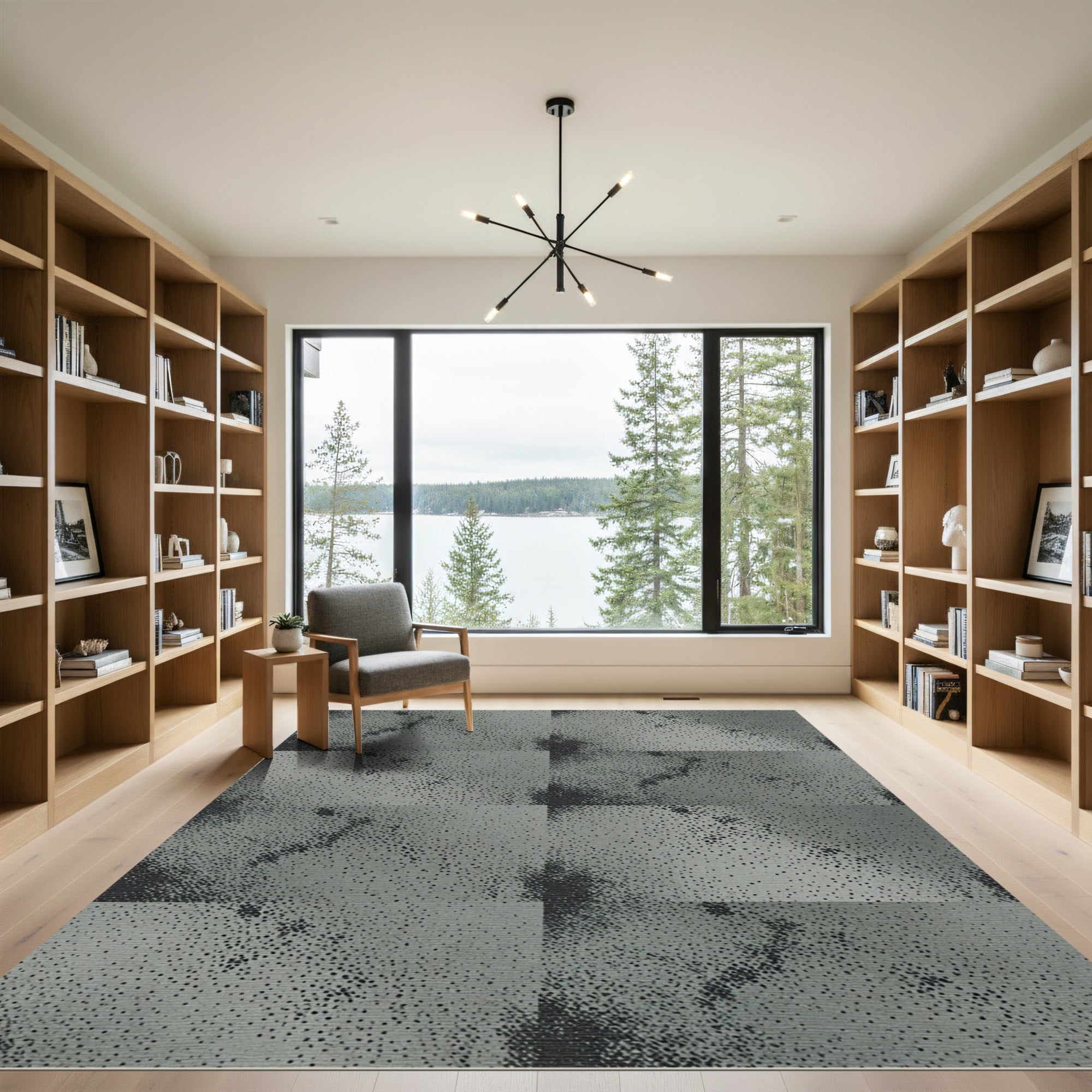 Industrial Charcoal Speckled Distressed Slate Texture Rug