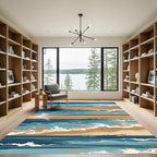 Blue Tones Coastal Beach Stripes Rug