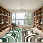 Mid Century Green and Brown Arch Rug