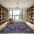 Elegant Lilac Floral Laurel Emblem Rug