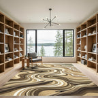 Sandy Earth Toned Swirling Driftwood Rug