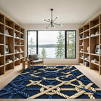 Nautical Navy and Cream Interlocked Rope Rug