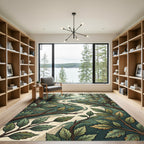 Earthy Forest Path Verdant Leaf Rug