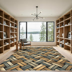 Woven Neutral Earth Tone Basketweave Rug