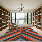 Modern Orange Gray Chevron Rug