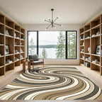 Earthy Swirl Abstract Wave Rug