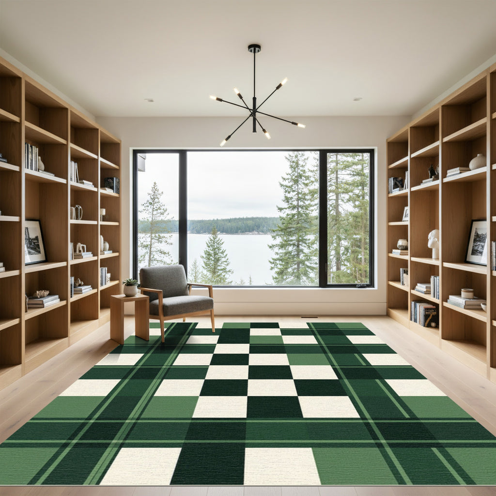 Emerald Forest Plaid Checkered Rug