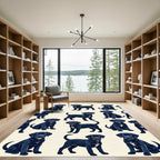 Playful Black Labrador Puppy Illustration Rug