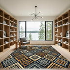 Geometric Golden Diamond Earth Tone Area Rug