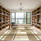 Warm Beige Plaid Landscape Rug