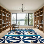 Blue and White Striped Beach Parasol Rug