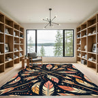 Tribal Arrows Feathers Coral Yellow Rug
