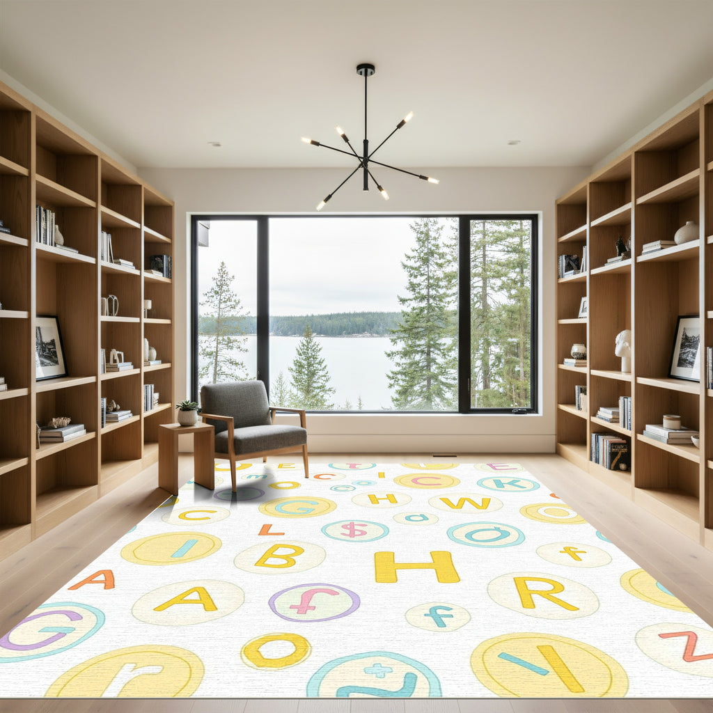 Whimsical Alphabet Circle Medley Rug