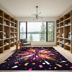 Vibrant Pink Orange Burst Confetti Rug