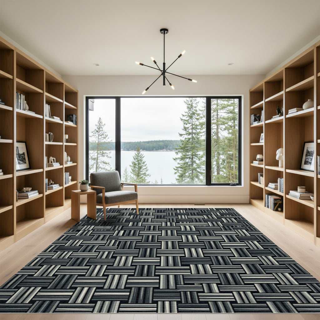 Monochromatic Woven Stripe Intersecting Rug