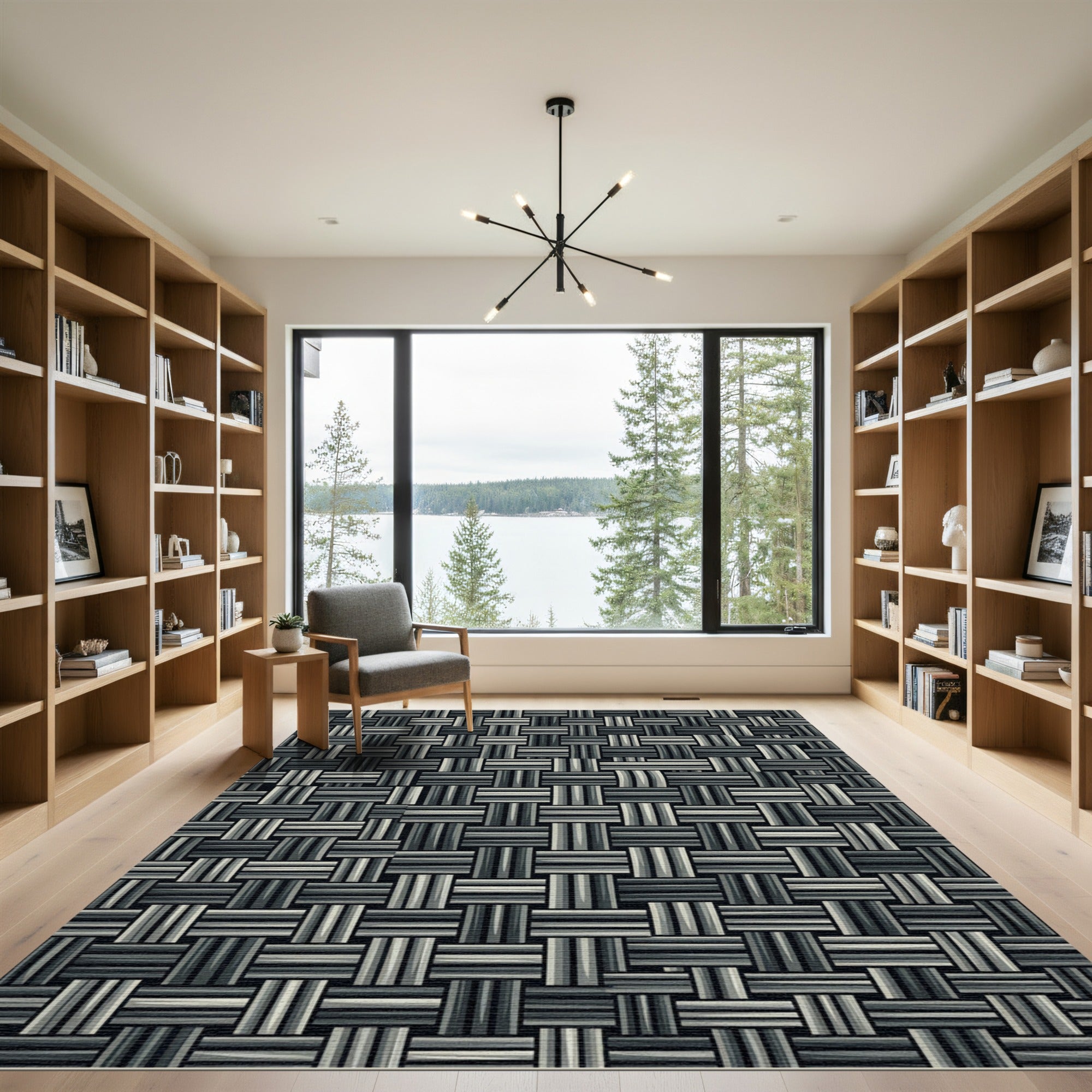 Monochromatic Woven Stripe Intersecting Rug