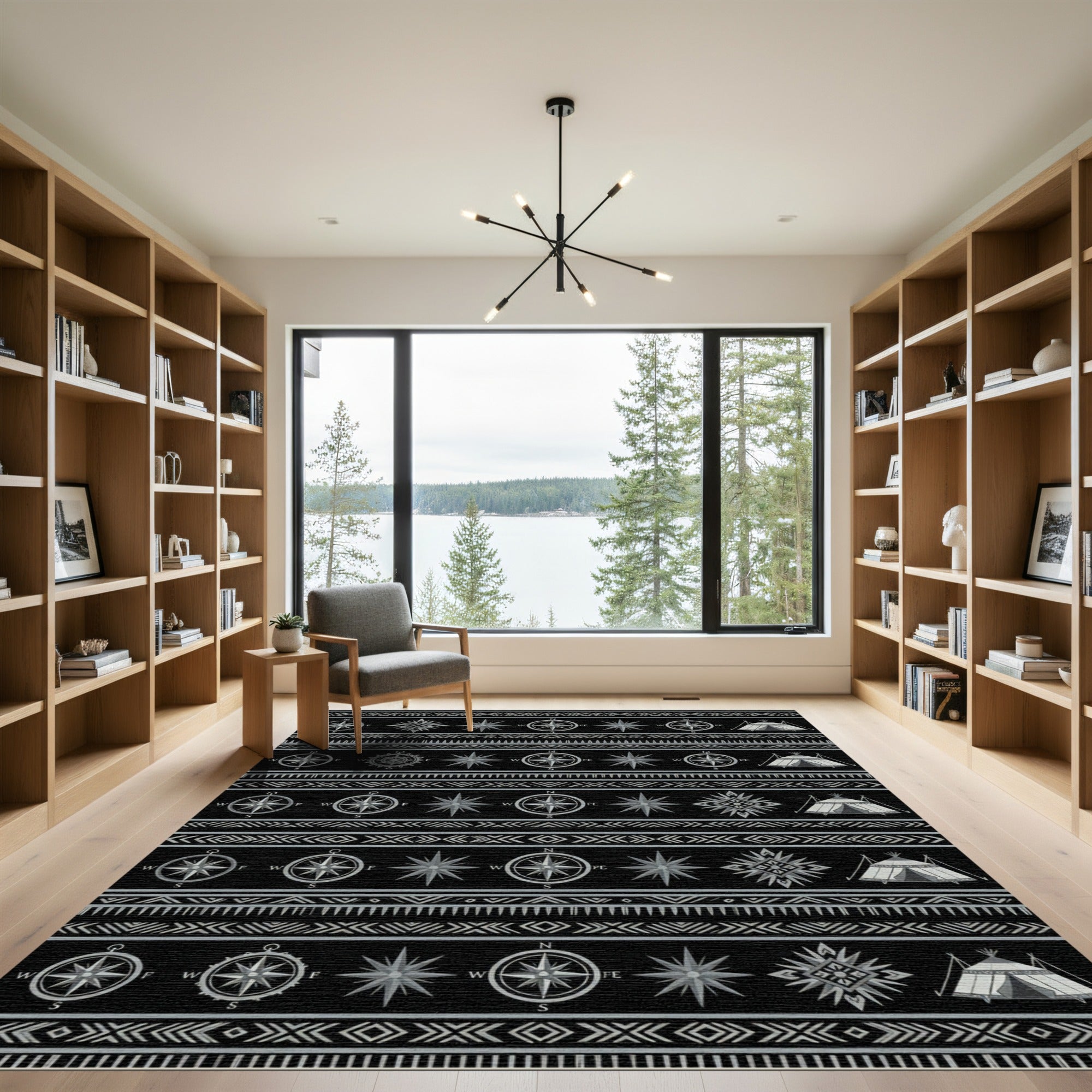 Tribal Compass And Teepee Pattern Rug