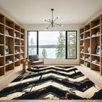 Distressed Industrial Monochrome Chevron Graphic Rug