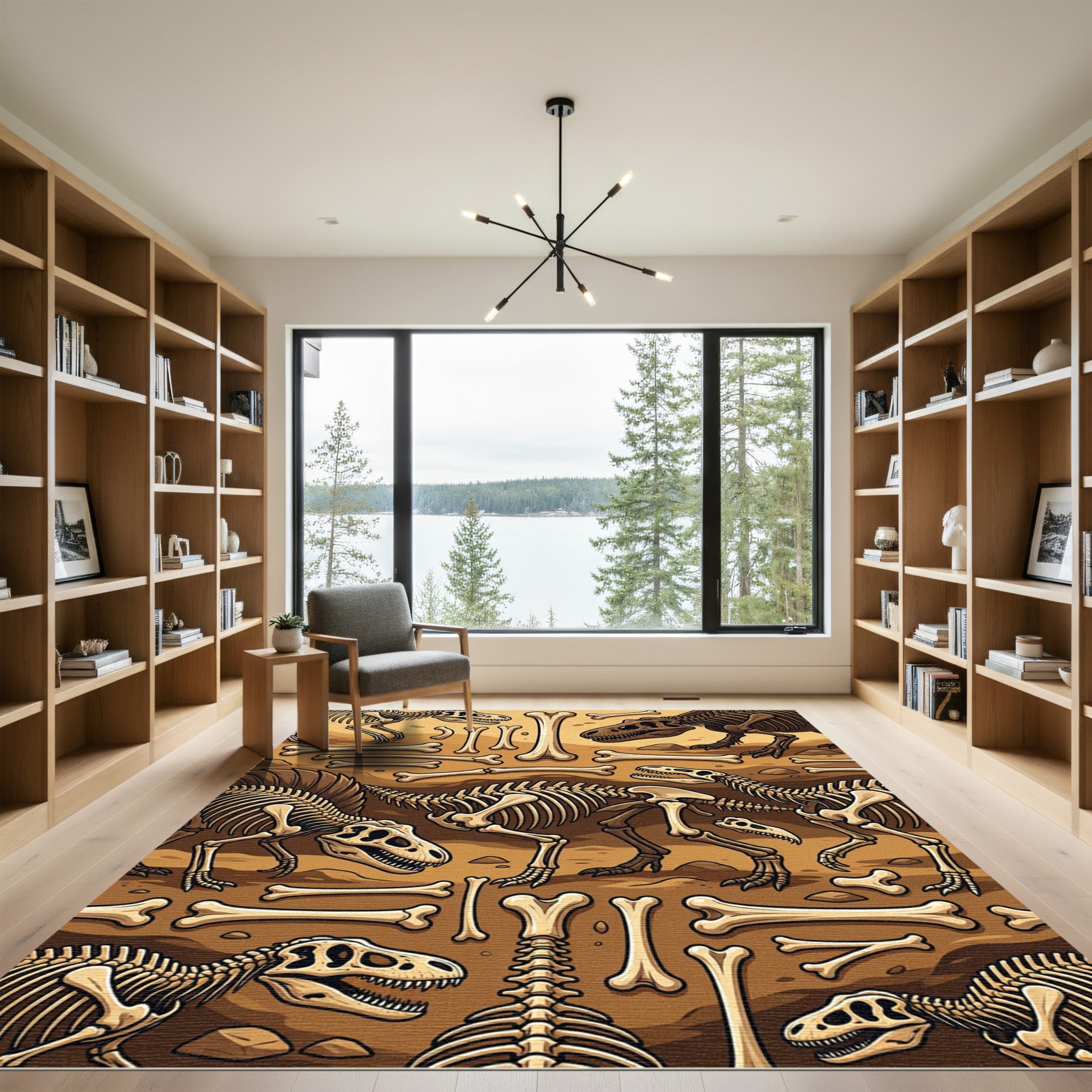 Dinosaur Skeleton Fossil Amber Earth Rug