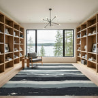 Monochromatic Horizontal Stripe Ocean Rug
