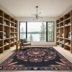 Boho Heart Medallion Feather Illustration Rug