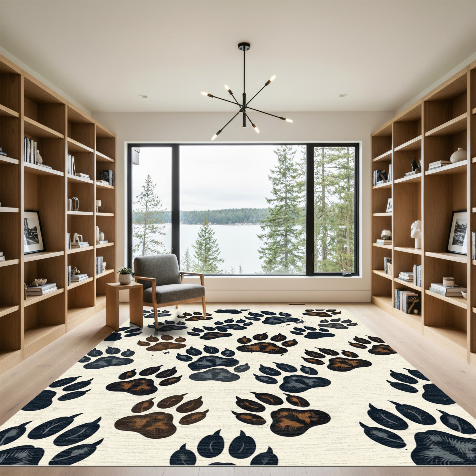 Abstract Animal Paw Track Neutral Rug
