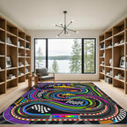 Vibrant Retro Racing Track Circuit Graphic Rug