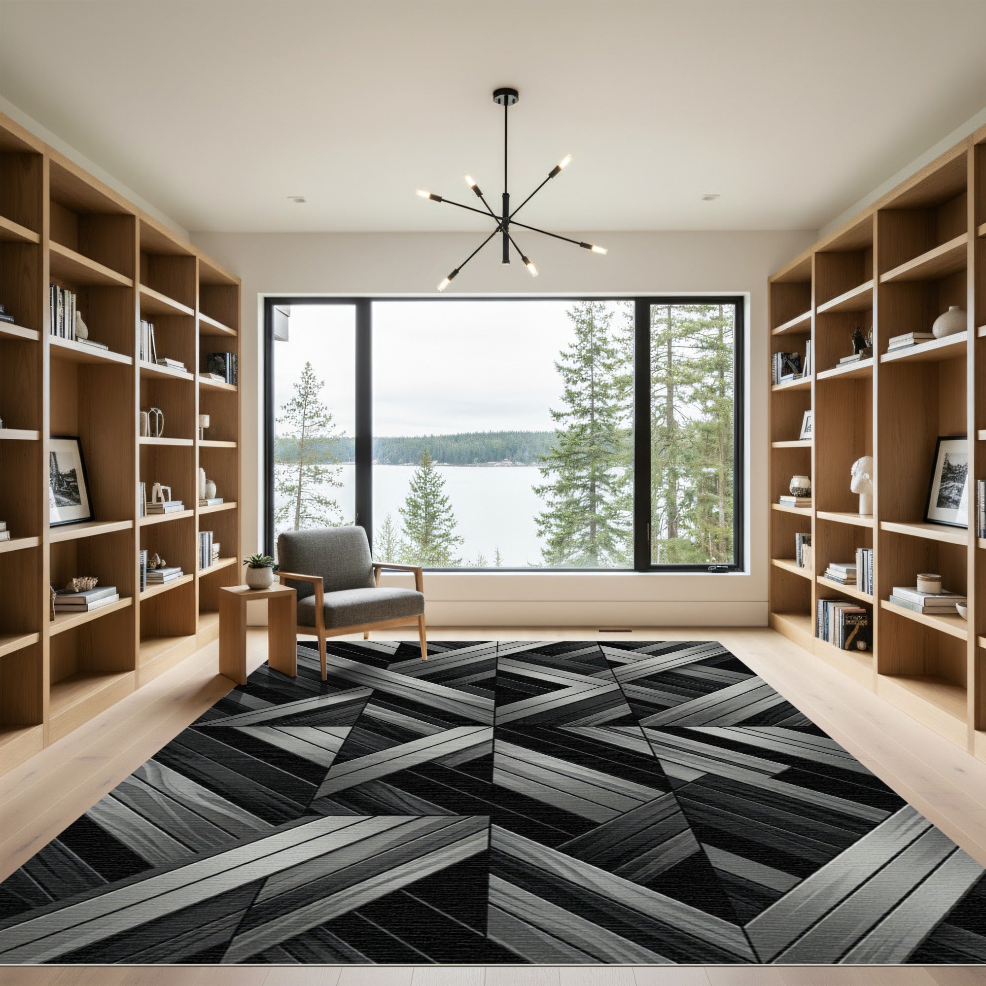 Monochrome Interwoven Diagonal Geometric Area Rug