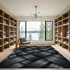 Charcoal Woven Basketweave Texture Rug