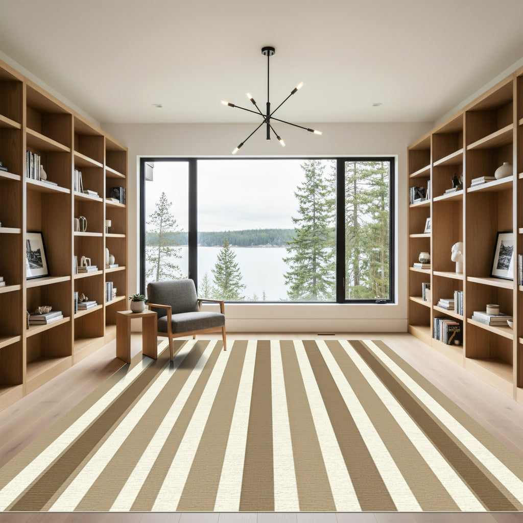 Classic Neutral Stripe Composition Rug