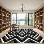 Monochrome Chevron Geometric Stripe Rug