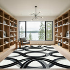 Black White Gray Interlocking Oval Rug